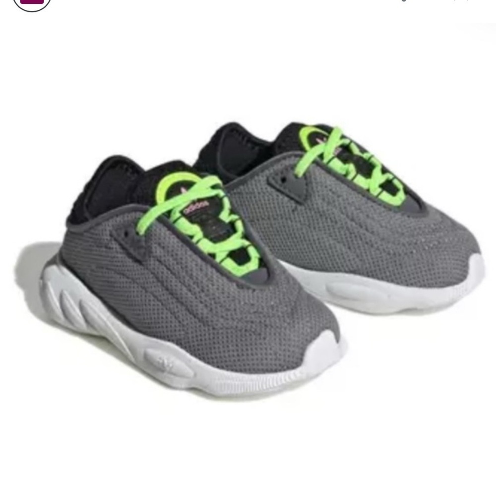 Adidas Gray and Green Sneakers with Modern Curved Soles
